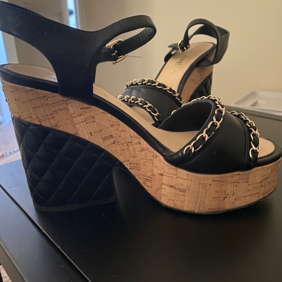 CHANEL PLATFORM WEDGE SANDALS - Picture 6 of 6